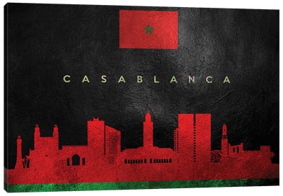 Casablanca Morocco Skyline Canvas Art Print - International Flag Art