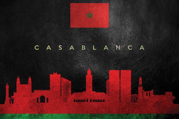 International Flags: Casablanca Morocco Skyline by Adrian Baldovino