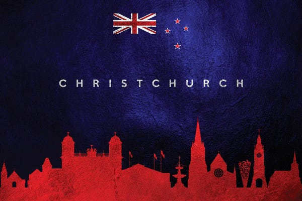 International Flags: Christchurch New Zealand Skyline by Adrian Baldovino