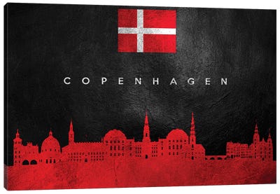 Copenhagen Denmark Skyline Canvas Art Print - International Flag Art