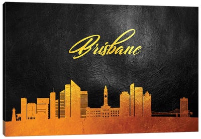 Brisbane Australia Gold Skyline Canvas Art Print