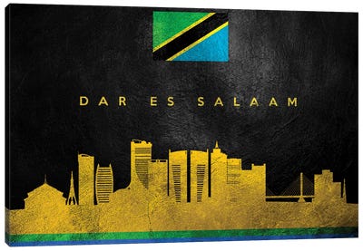 Dar Es Salaam Tanzania Skyline Canvas Art Print - International Flag Art