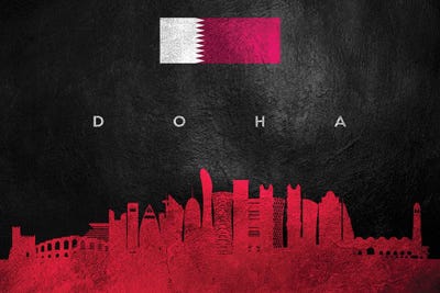 Doha Qatar Skyline by Adrian Baldovino framed canvas print