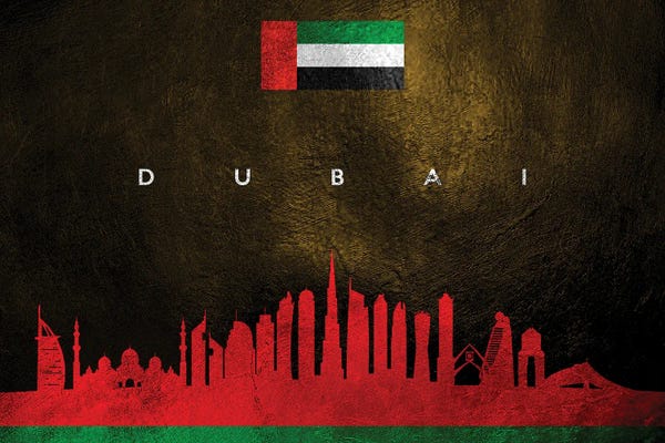 International Flags: Dubai United Arab Emirates Skyline by Adrian Baldovino