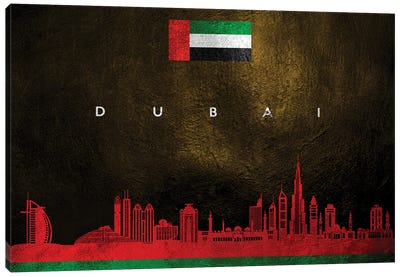 Dubai United Arab Emirates Skyline II Canvas Art Print - International Flag Art