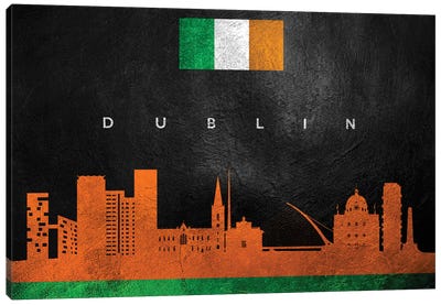 Dublin Ireland Skyline II Canvas Art Print - International Flag Art