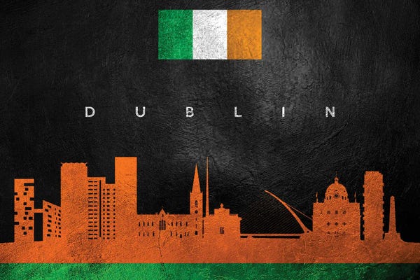 International Flags: Dublin Ireland Skyline II by Adrian Baldovino