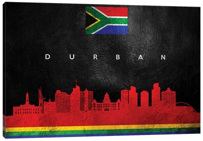 Durban South Africa Skyline Canvas Art Print - International Flag Art