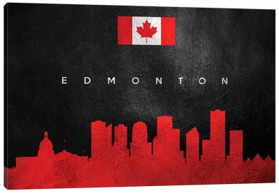 Edmonton Canada Skyline Canvas Art Print - International Flag Art
