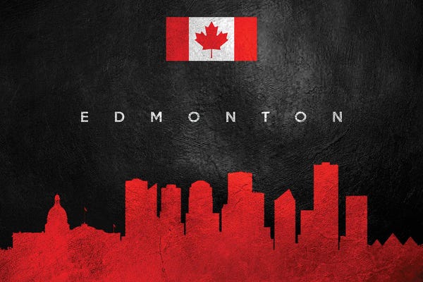 International Flags: Edmonton Canada Skyline by Adrian Baldovino