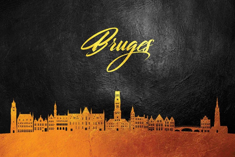 Bruges Belgium Gold Skyline