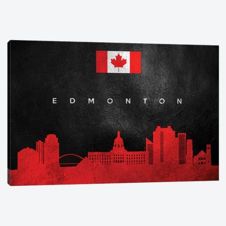 Edmonton Canada Skyline II Canvas Print #ABV210} by Adrian Baldovino Canvas Art