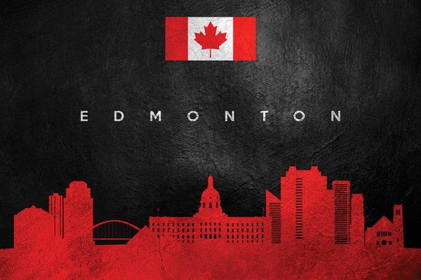 International Flags: Edmonton Canada Skyline II by Adrian Baldovino