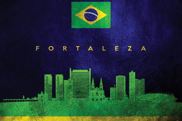 International Flags: Fortaleza Brazil Skyline by Adrian Baldovino