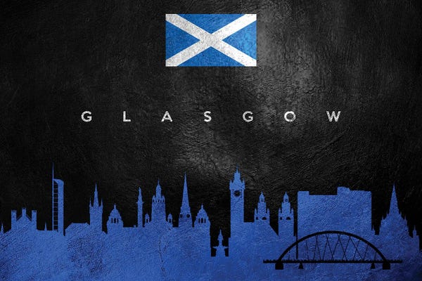 International Flags: Glasgow Scotland Skyline II by Adrian Baldovino