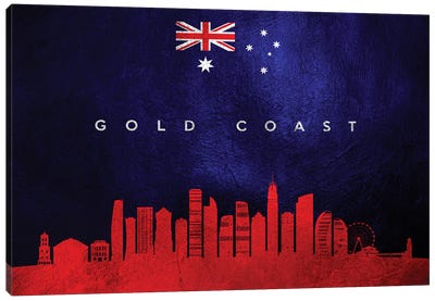 Gold Coast Australia Skyline Canvas Art Print - International Flag Art