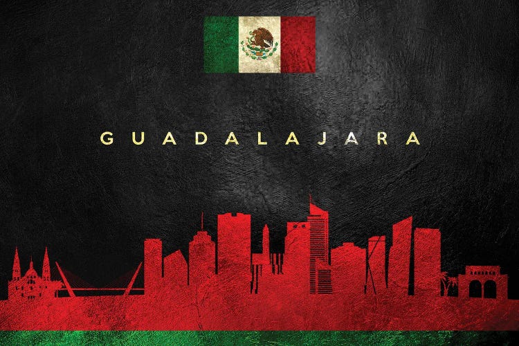 Guadalajara Mexico Skyline by Adrian Baldovino wall art