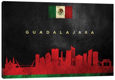 Guadalajara Mexico Skyline Canvas Art Print - International Flag Art