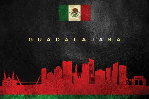 Typography: Guadalajara Mexico Skyline by Adrian Baldovino