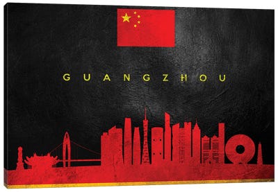 Guangzhou China Skyline Canvas Art Print - International Flag Art