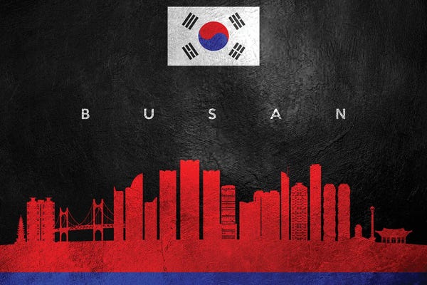 International Flags: Busan South Korea Skyline by Adrian Baldovino