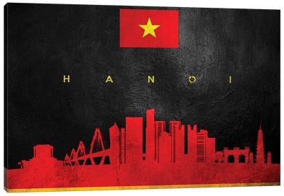 Hanoi Vietnam Skyline Canvas Art Print - International Flag Art