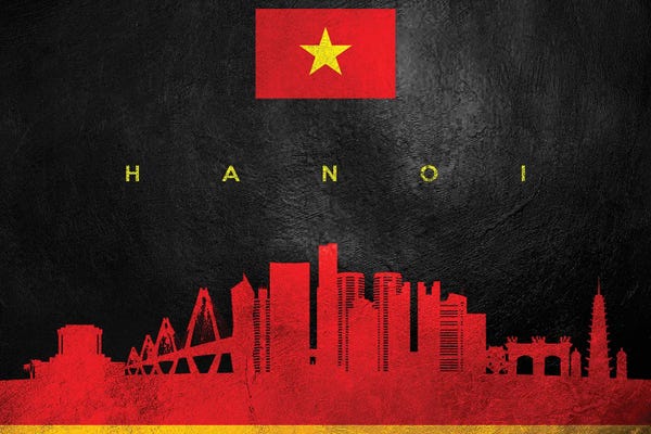 International Flags: Hanoi Vietnam Skyline by Adrian Baldovino