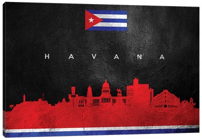 Havana Cuba Skyline Canvas Art Print - Flag Art