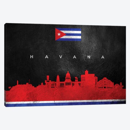 Havana Cuba Skyline Canvas Print #ABV224} by Adrian Baldovino Canvas Artwork