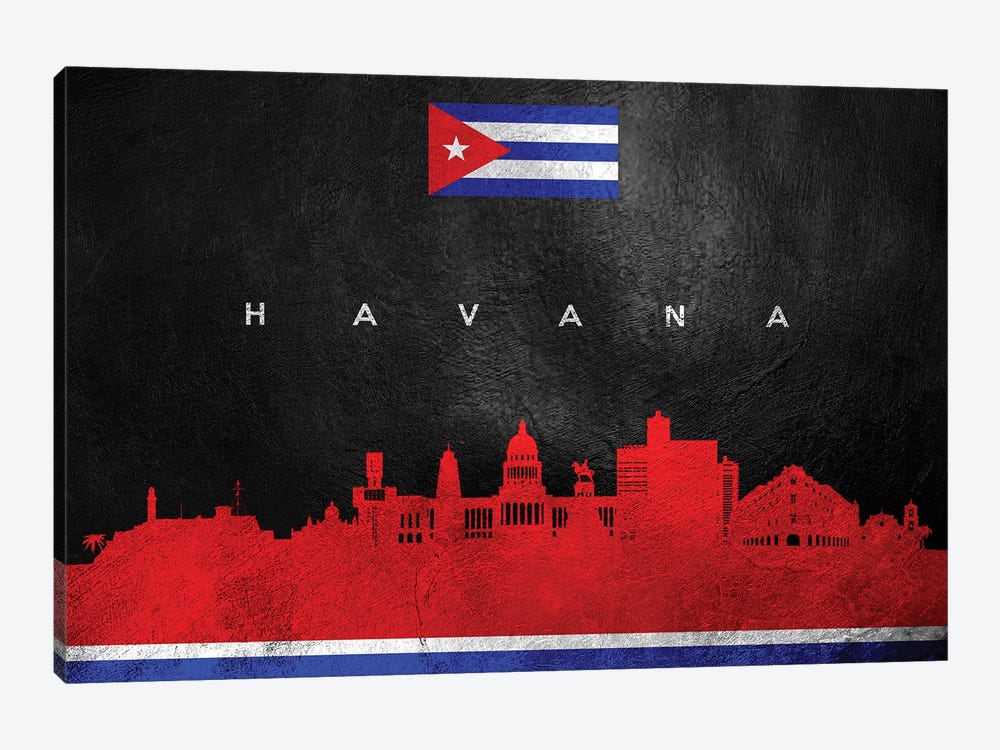 Havana Cuba Skyline by Adrian Baldovino 1-piece Canvas Art Print