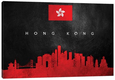 Hong Kong Skyline Canvas Art Print - International Flag Art
