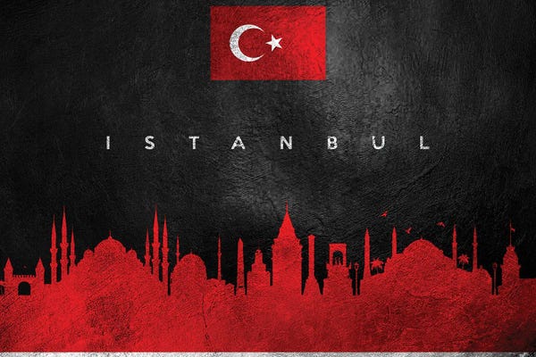 International Flags: Istanbul Turkey Skyline II by Adrian Baldovino