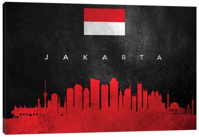 Jakarta Indonesia Skyline II Canvas Art Print - International Flag Art