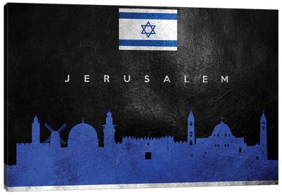 Jerusalem Israel Skyline Canvas Art Print - International Flag Art