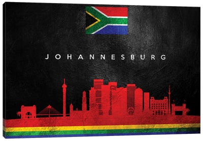 Johannesburg South Africa Skyline Canvas Art Print - International Flag Art