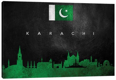 Karachi Pakistan Skyline Canvas Art Print - International Flag Art