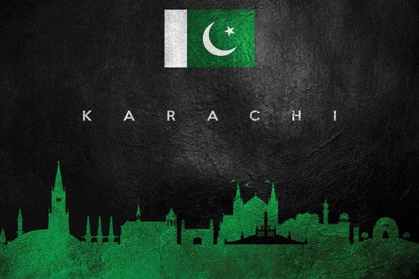 International Flags: Karachi Pakistan Skyline by Adrian Baldovino