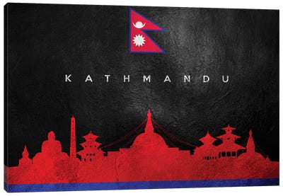 Kathmandu Nepal Skyline Canvas Art Print - International Flag Art