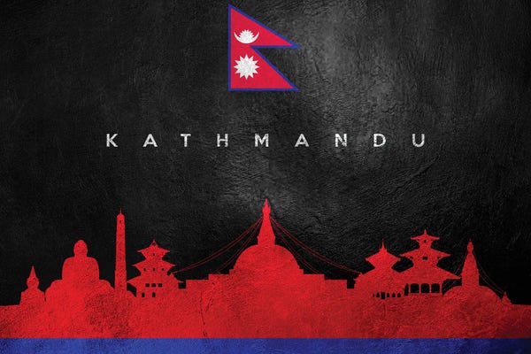 International Flags: Kathmandu Nepal Skyline by Adrian Baldovino