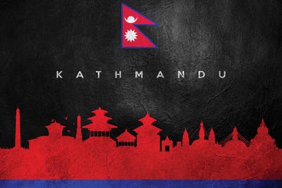 Kathmandu Nepal Skyline II by Adrian Baldovino framed canvas print