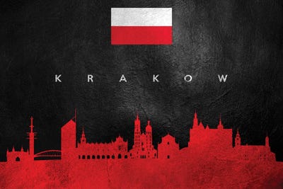Krakow Poland Skyline by Adrian Baldovino framed wall art