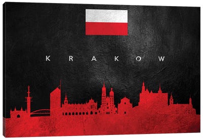 Krakow Poland Skyline Canvas Art Print - International Flag Art