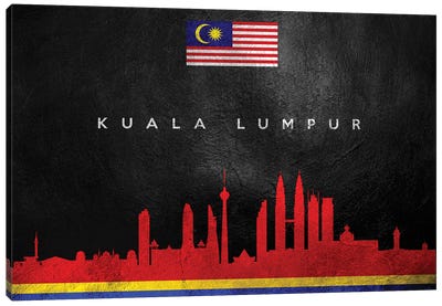 Kuala Lumpur Malaysia Skyline Canvas Art Print - International Flag Art