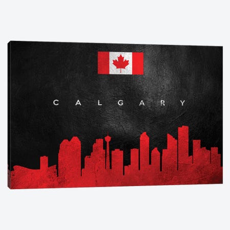 Calgary Canada Skyline Canvas Print #ABV23} by Adrian Baldovino Canvas Artwork