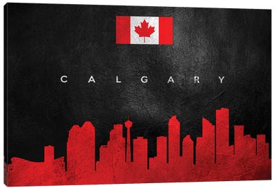 Calgary Canada Skyline Canvas Art Print - International Flag Art