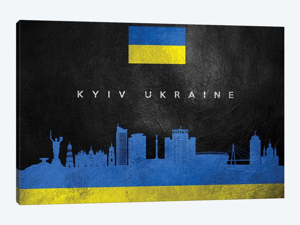 Kyiv Ukraine Skyline by Adrian Baldovino 1-piece Canvas Art Print