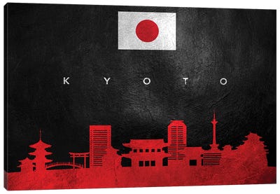 Kyoto Japan Skyline Canvas Art Print - International Flag Art