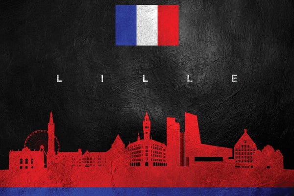 International Flags: Lille France Skyline by Adrian Baldovino