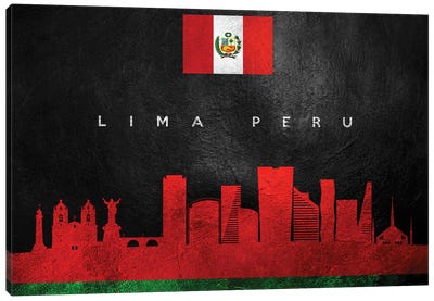 Lima Peru Skyline Canvas Art Print - International Flag Art