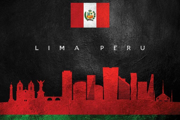International Flags: Lima Peru Skyline by Adrian Baldovino